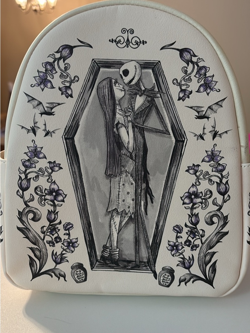 The Nightmare Before Christmas Sally & Jack Coffin Art Backpack